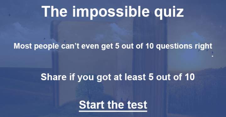 Banner for Can you aim for a minimum of 5 out of 10 in this incredibly challenging mixed knowledge quiz?