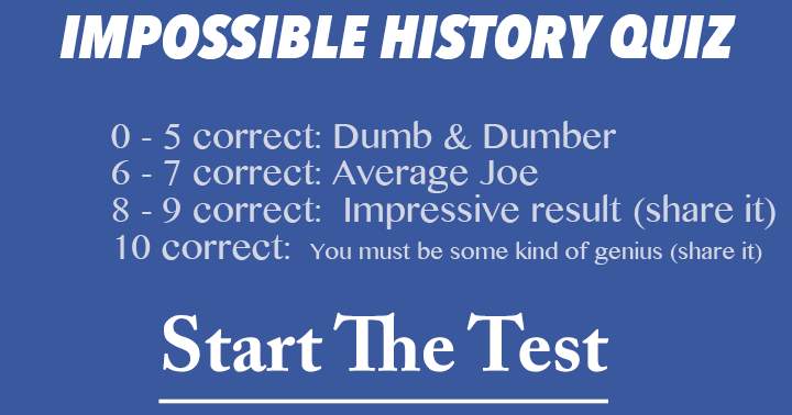 Banner for Begin the impossible history quiz now.